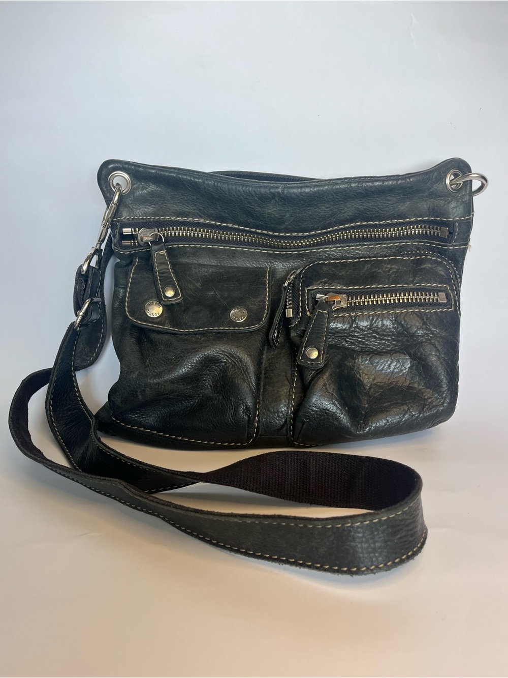 FOSSIL Leather Small VTG Y2K Organizer Purse Crossbody Bag